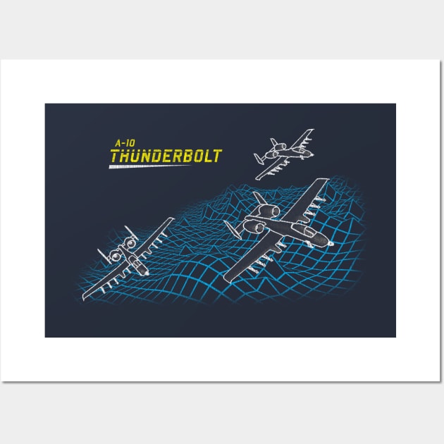 Vintage A-10 Thunderbolt Fighter Jet Wall Art by patrickkingart